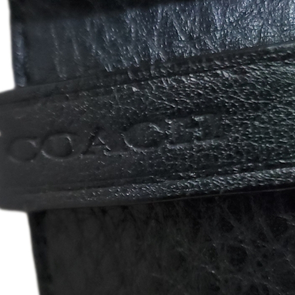 Coach Black Pebble Leather Men's Belt Silver Tone Buckle Size 32 - Picture 3 of 11